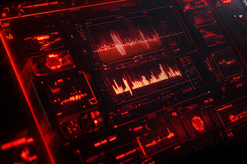 Obraz premium A digital display with plunging energy supply graphs and warning symbols, creating a visual representation of a global energy crisis. 