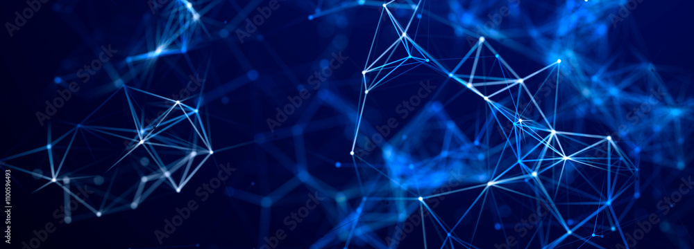 Aufkleber abstract futuristic background in tech style. plexus digital wallpaper. connecting dots and lines. g