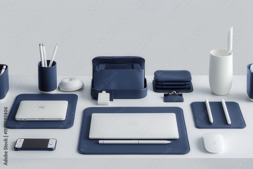 Poster desk organized with modern stationery and plant elements creating a vibrant workspace atmosphere