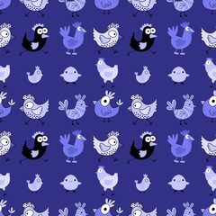 Easter chicken seamless birds pattern for wrapping paper and fabrics