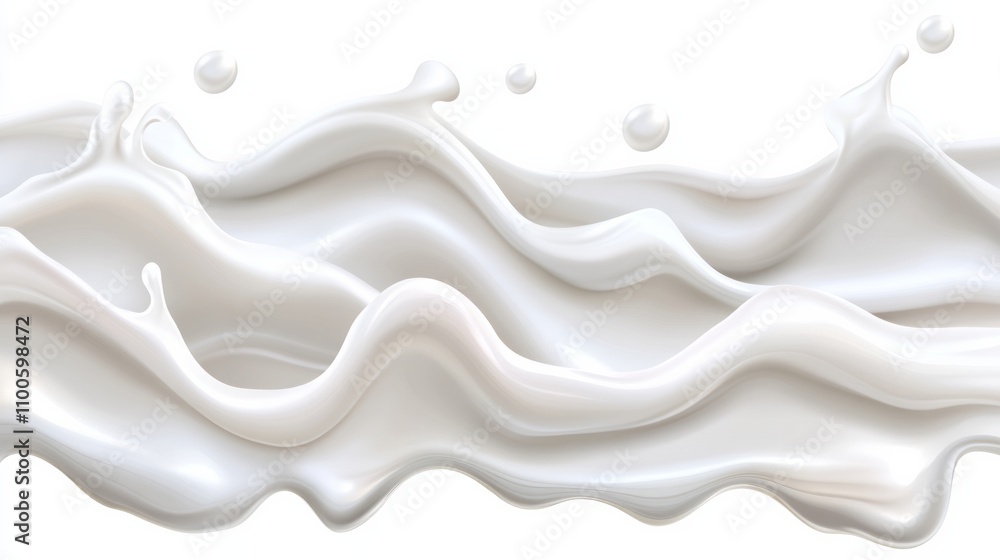 Poster milk splash seamless pattern. 3d realistic yogurt wave border isolated on white background. vector m