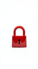 Naklejka premium Red metal lock in minimalistic style on a white background