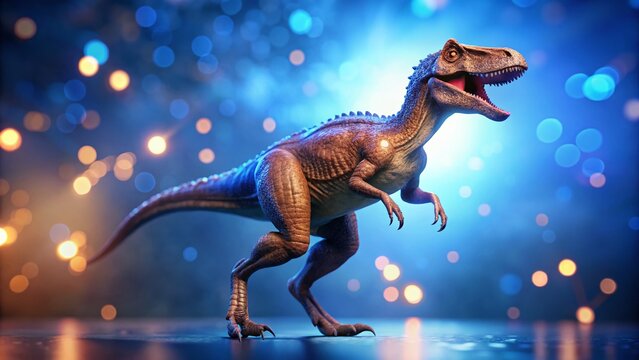 Captivating 3D Animation of a Compy Dinosaur in a Runcycle with Bokeh Effect on Blue Screen for Looping Visual Effects and Creative Projects