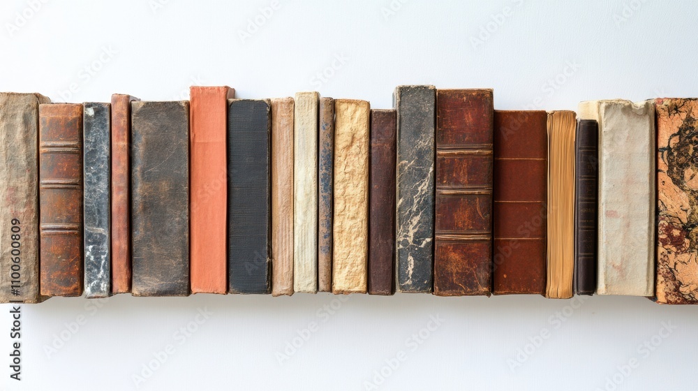 Aufkleber a collection of classic books featuring different genres is neatly arranged against a white backgrou