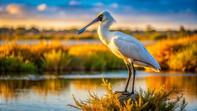 Captivating Architectural Photography of a Black-faced Spoonbill Bird in Its Natural Habitat in Australia, Showcasing Unique Birdlife and Stunning Landscapes
