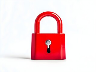 Naklejka premium Red metal lock in minimalistic style on a white background