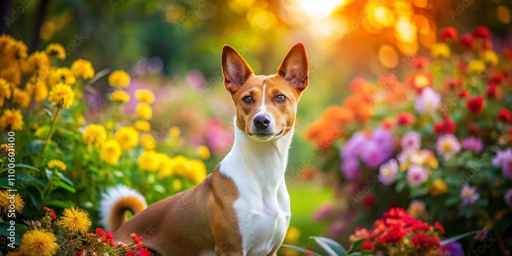 Poster captivating basenji dog in natural setting: a stunning portrait emphasizing the rule of thirds and h