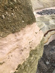 Beach land with different shades of colors at the level where the water reached