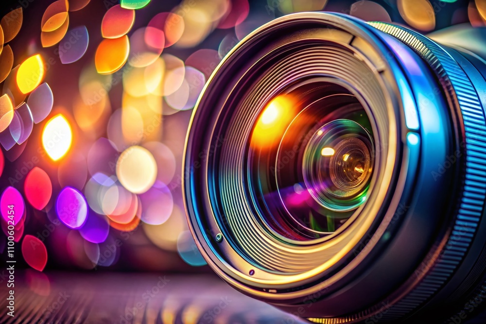 Poster captivating close-up of a prime lens with a blurred background and ample copy space for photography 