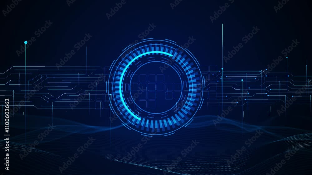 Poster blue futuristic modern sci-fi concept sci-fi virtual reality hud circle interfaces. 3d high tech con
