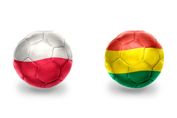 Fototapeta premium football balls with national flags of poland and bolivia ,soccer teams. on the white background.