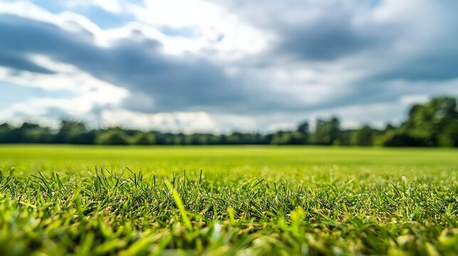 A polo field with a focus on the grass divots, outdoor setting with a cloudy sky, Natural style