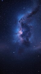 Naklejka premium Night sky with glittering stars and a stunning galaxy backdrop, twinkling lights, celestial wonderland, shining orb, glittering stars galaxy backdrop, star-filled night sky