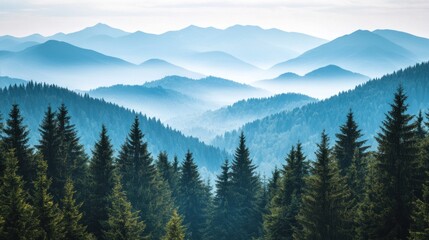 Fototapeta premium Misty Mountain Range Landscape