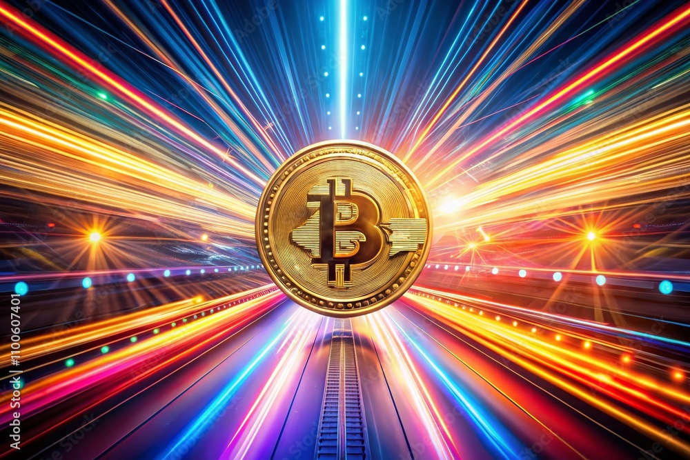 Aufkleber captivating long exposure background of bitcoin and cryptocurrency: stunning banner design for digit