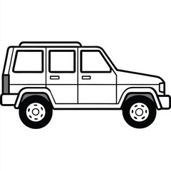 Fototapeta premium Simple Line Drawing of a Rugged Off-Road SUV with Clean Outline and Minimalist Design.
