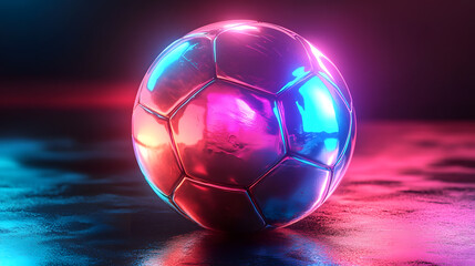 Naklejka premium Neon Soccer Ball Art, Soccer Abstract Art, Soccer Themed Room, Soccer Room Accessory, Glowing Soccer Ball Print, Futuristic Sports Art