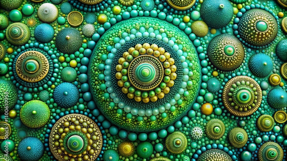Aufkleber captivating macro photography of an abstract pattern composed of intertwined circles and dots in vib