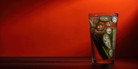 Glass of Infused Water with Okra Slices