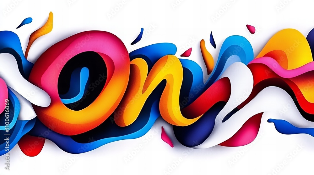 Poster abstract colorful wave design featuring vibrant swirls and fluid shapes in various hues.