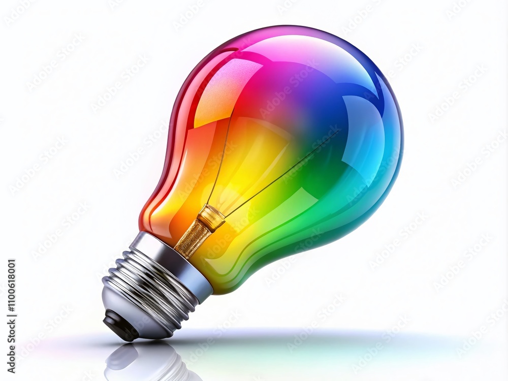 Poster cartoon light bulb isolated on white background with ample copy space for creative concepts and idea