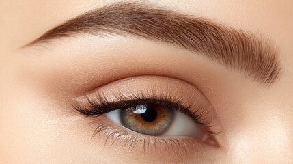 Fototapeta premium Close-Up View of Beautiful Eye with Natural Makeup and Eyelashes