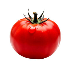 red tomato with waterdrop on transparent background