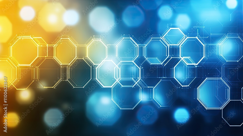Poster colorful abstract background with geometric shapes and bokeh lights