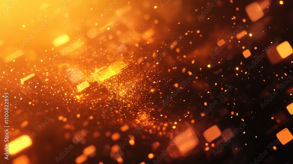 Poster abstract golden particles of light creating glowing background design