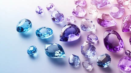 Colorful Gemstones Sparkle in Soft Light on Elegant Background