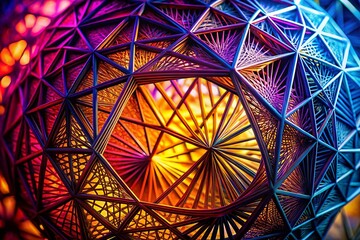 Fototapeta premium Closeup of a Modern Abstract Art Sculpture Featuring Intricate Line Patterns in Silhouette Photography, Highlighting the Elegance and Depth of Contemporary Design Elements