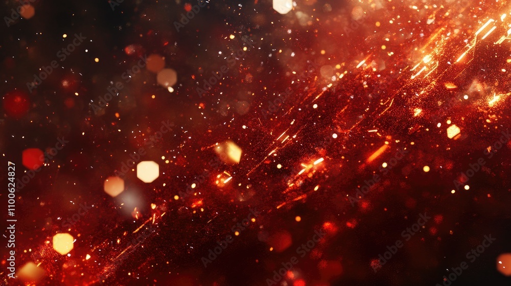 Aufkleber abstract sparkling background with red and gold light particles