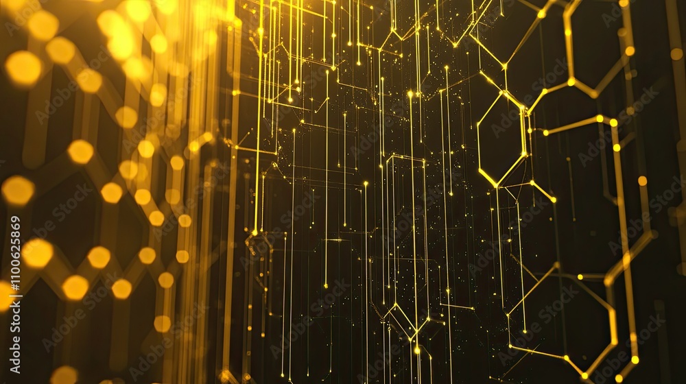 Poster abstract golden background with geometric lines and soft lights