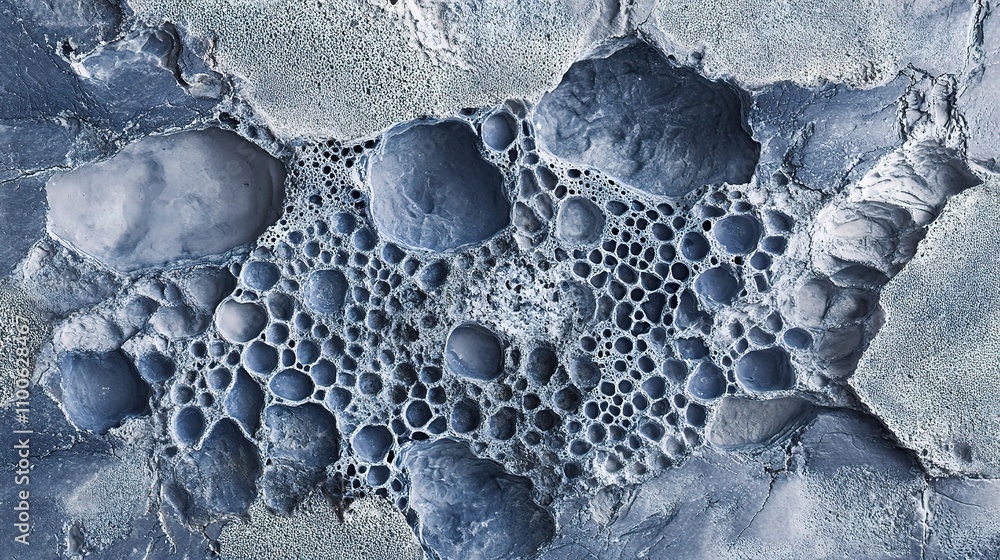Poster abstract blue texture with bubbles and pebbles for background use