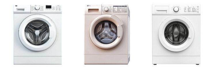 Modern Washing Machines in Various Designs Isolated on transparent background png