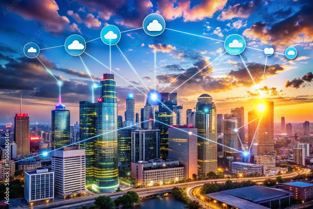 Aufkleber cloud computing revolutionizes business scalability and flexibility, empowering data access for all,