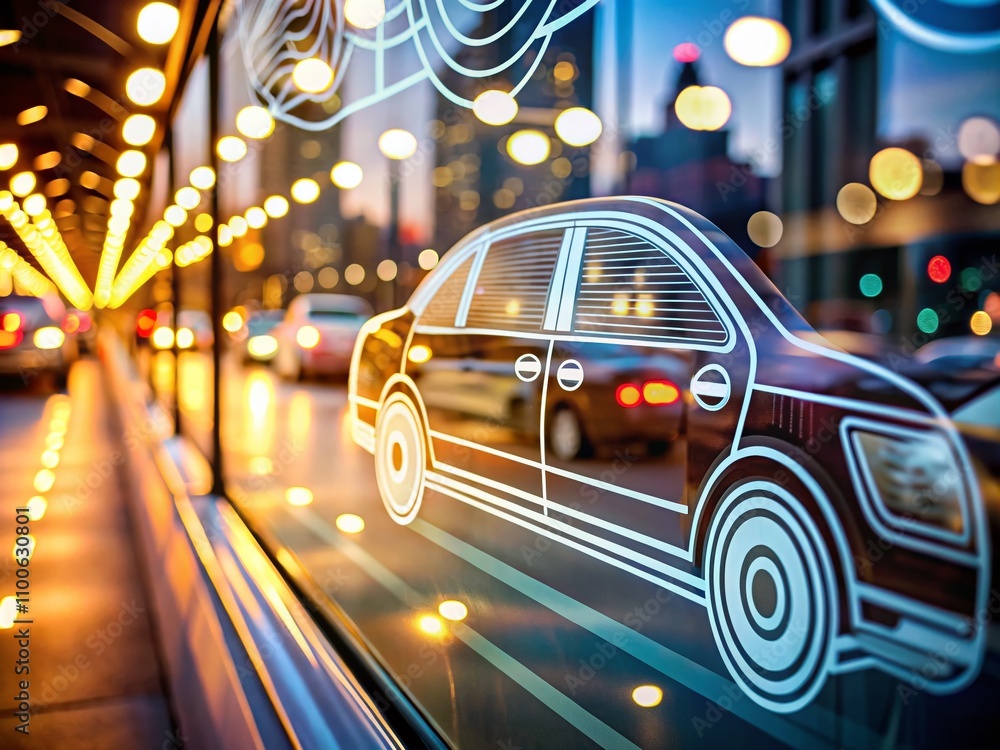 Poster collection of car window glass line graphics featuring a bokeh effect for enhanced visual appeal and