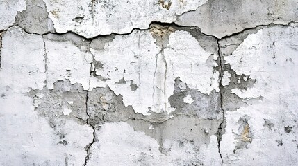 Fototapeta premium Cracked White Wall Texture with Flaking Paint and Weathered Detail