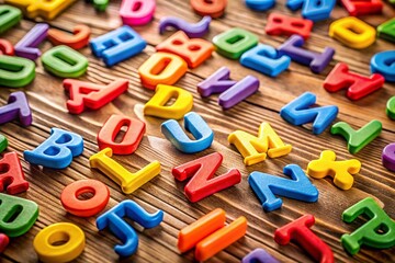 Fototapeta premium Colorful Magnetic Letters for Educational Toys and Learning Activities, Ideal for Children’s Playrooms and Classrooms, Enhancing Creativity and Interactive Learning Experiences