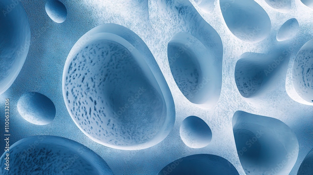 Poster abstract blue textures with spheres and surface patterns
