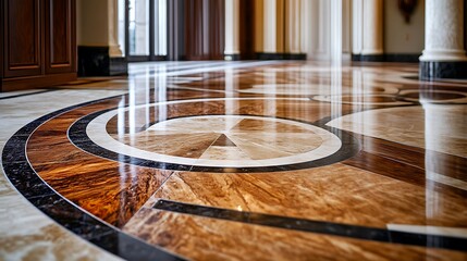Fototapeta premium luxury flooring materials, such as high-end marble, intricate inlays, or exotic hardwoods.