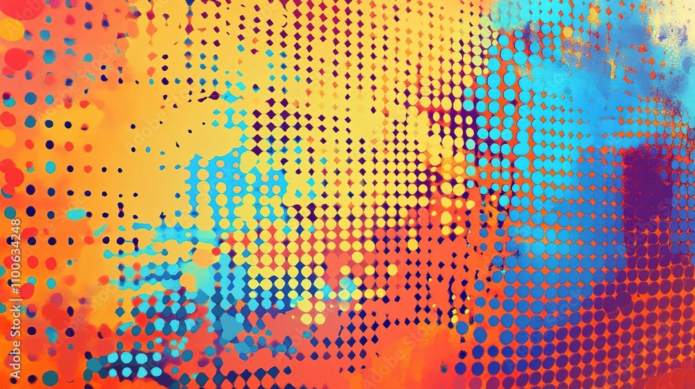 Poster Abstract Colorful Pattern with Dots and Gradient Blends