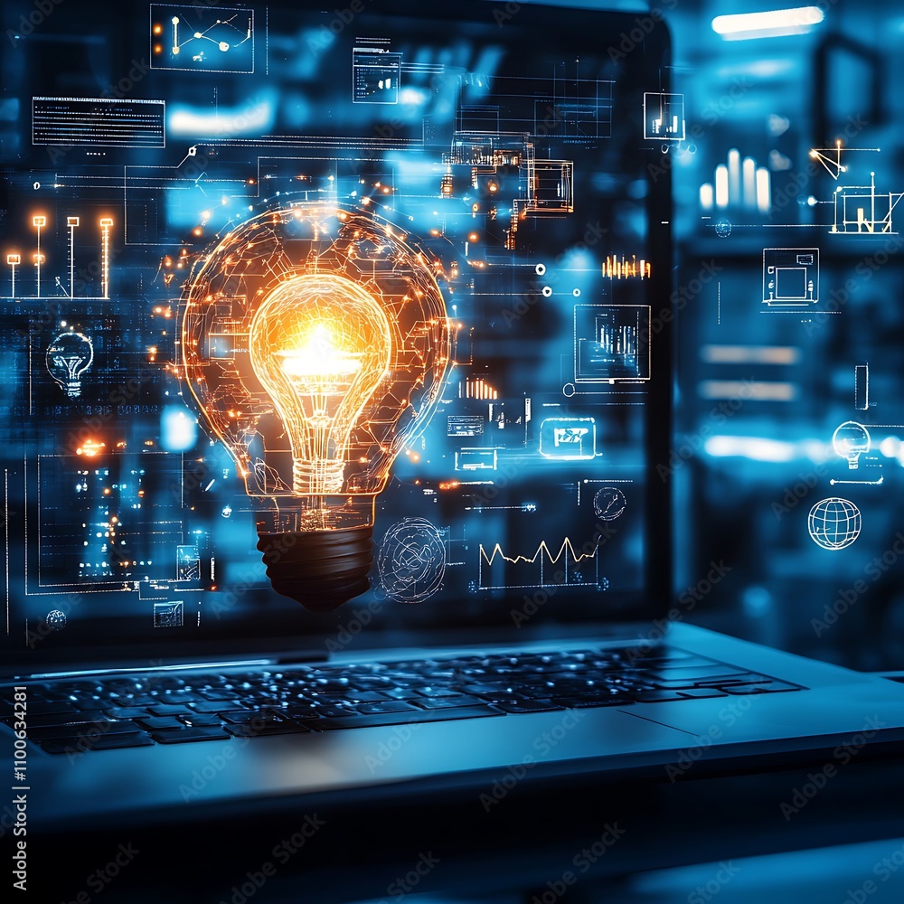 Aufkleber visualizing innovation with powerful digital bulb technology image