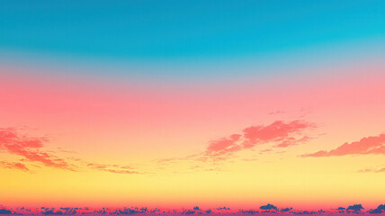 Obraz premium A serene sky gradient transitioning from blue to orange, with faint clouds softly blending into the colors, creating a tranquil atmosphere.