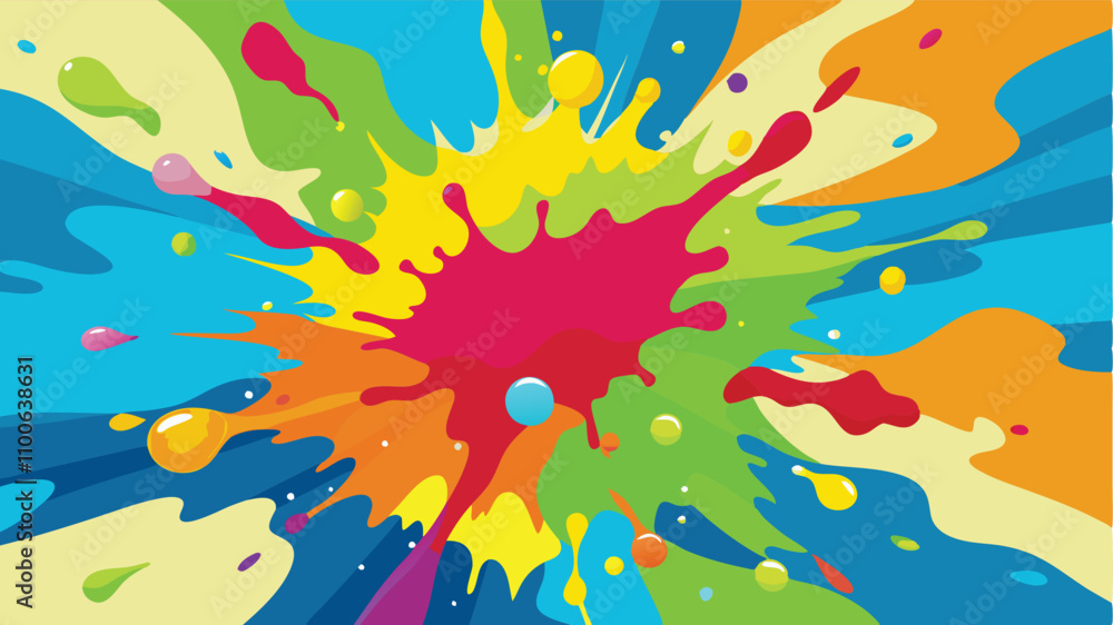 Aufkleber vibrant color explosion design features bold splashes and diverse hues, creating a lively abstract a