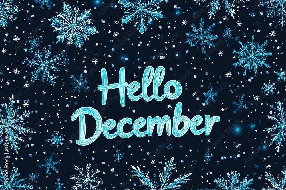 Poster a pattern of snowflakes with the words 