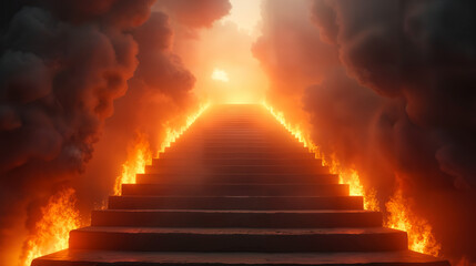 Fototapeta premium Swirling Flames in a Stairwell