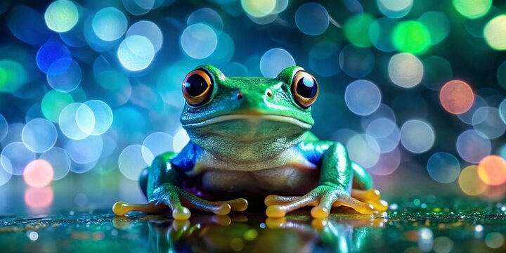 Creative Frog Logo Designs with Bokeh Effect for Unique Branding and Marketing Solutions in Nature-Inspired Businesses and Eco-Friendly Products