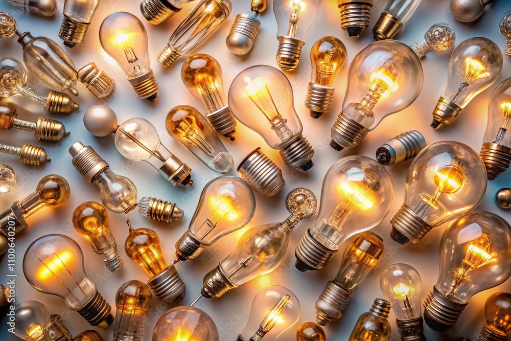 Poster creative light bulb pattern on a soft background with ample copy space for text, perfect for energy,