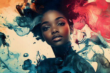 Artistic Explosion Female Form in Color